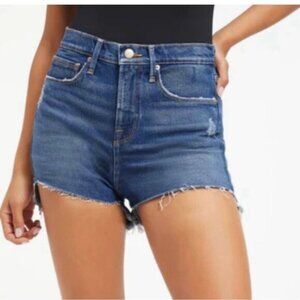 GOOD AMERICAN GOOD 90’s HIGH RISE DENIM SHORTS NWT